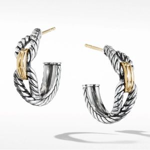 David Yurman 18K Yellow Gold & Sterling Silver
925 Cable Loop Hoop Earrings